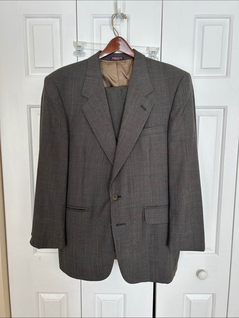 Evan Picone Brown Glen Plaid Two-Button Suit Blazer